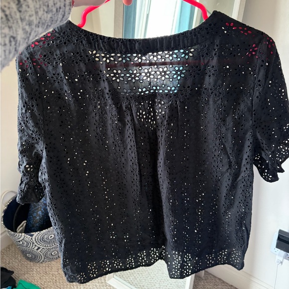 Madewell Black Eyelet Button-Front Blouse - Picture 3 of 3